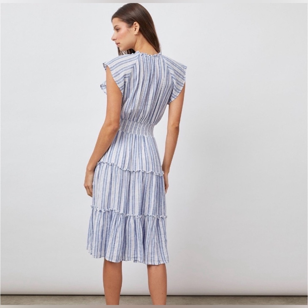 Rails Amelia Linen Blend Blue Striped Midi Dress XL *READ DESCRIPTION* *FLAW* - Picture 6 of 10